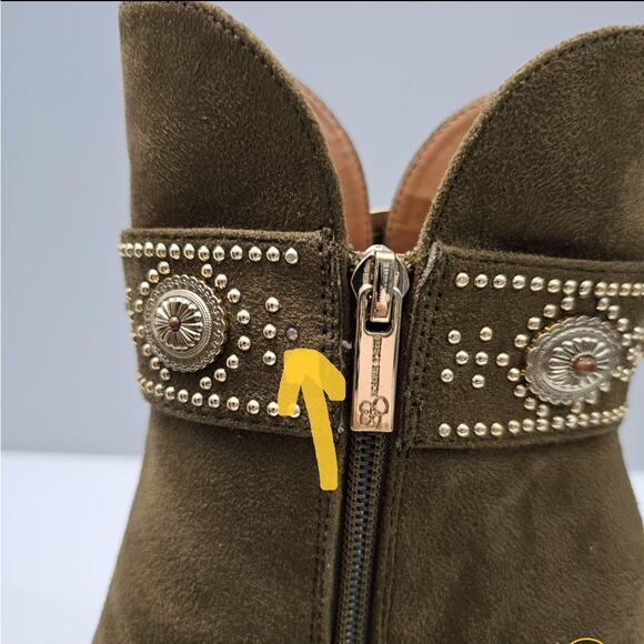 Jessica Simpson Finova Ankle Bootie Womens 8 Olive Green Buckle Western Heel - Picture 8 of 16